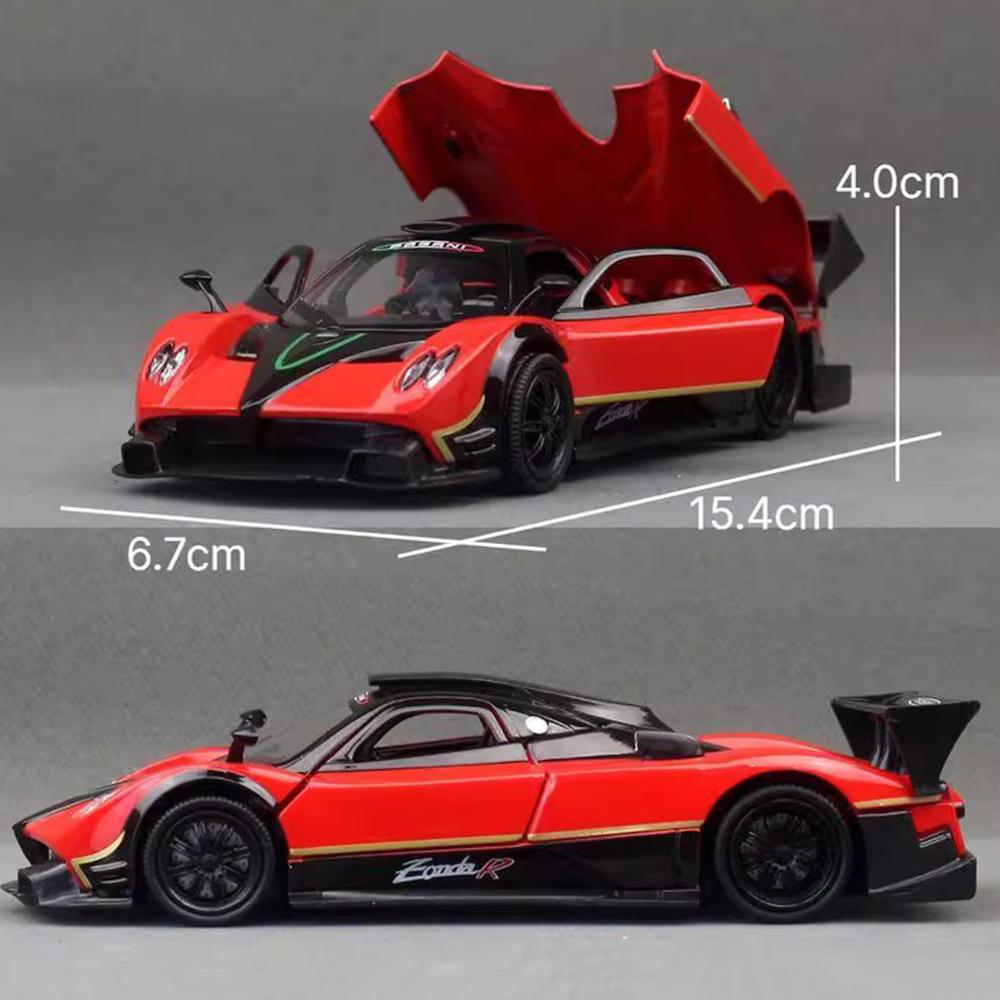 ABAF1 1/32 Pagani Zonda R Diecast Models Huayra Dinastia Alloy Toys Miniature Car Sound Light Pull Back Doors Openned Cars Child Gifts
