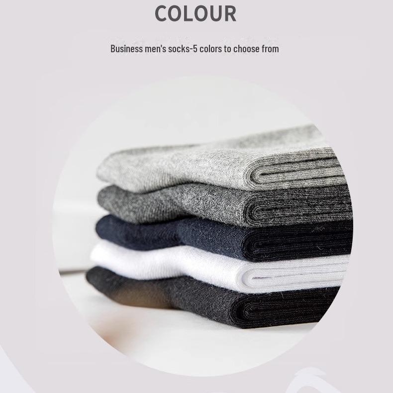 Мужские носки средней длины, однотонные, черные, дезодорирующие, впитывающие пот, деловые, повседневные, на все времена года