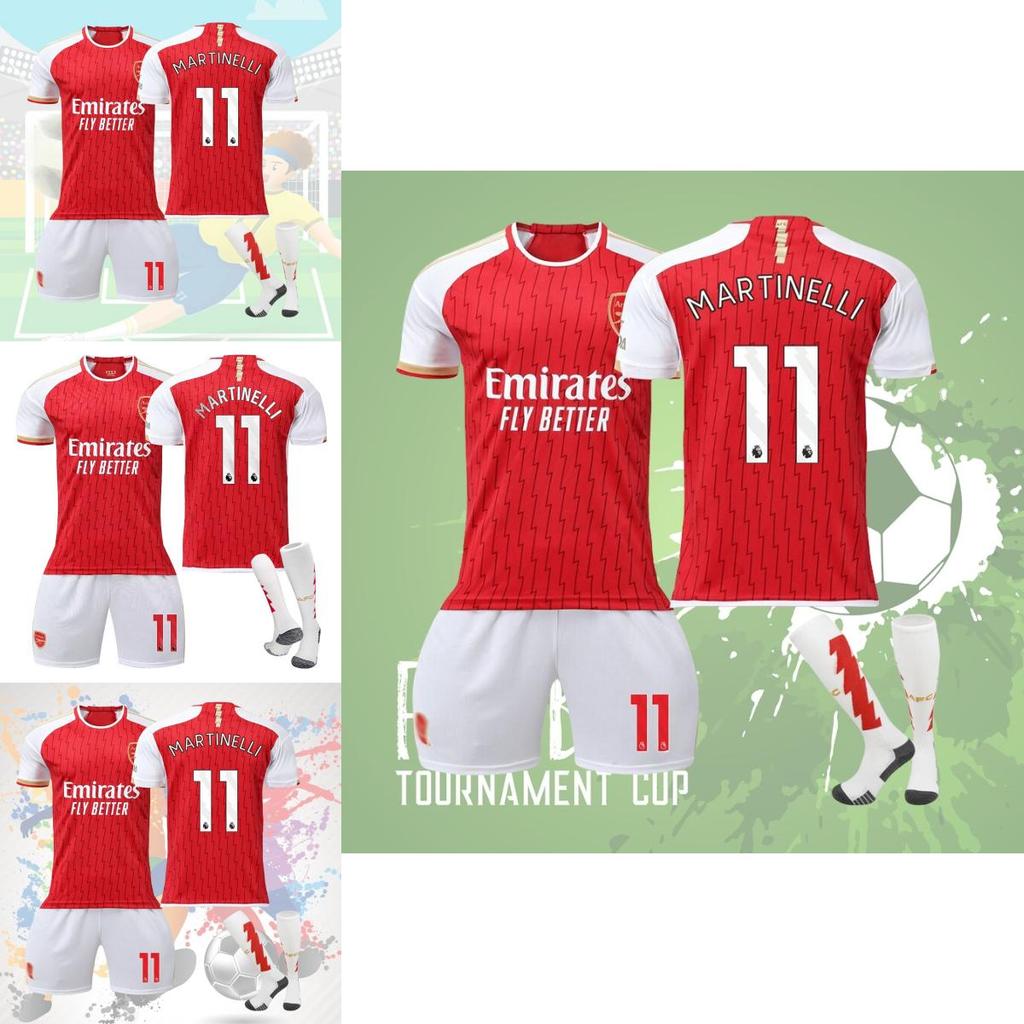 2023-24 Arsenal Home 7 Saka 8 Elneny 9 Jesus 11 Martinelli Football Jersey Sports Apparel For Kids