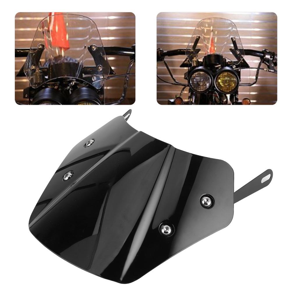 Black Windshield Fairing With Mounting Bracket Universal Wind Deflector Retro Style Use