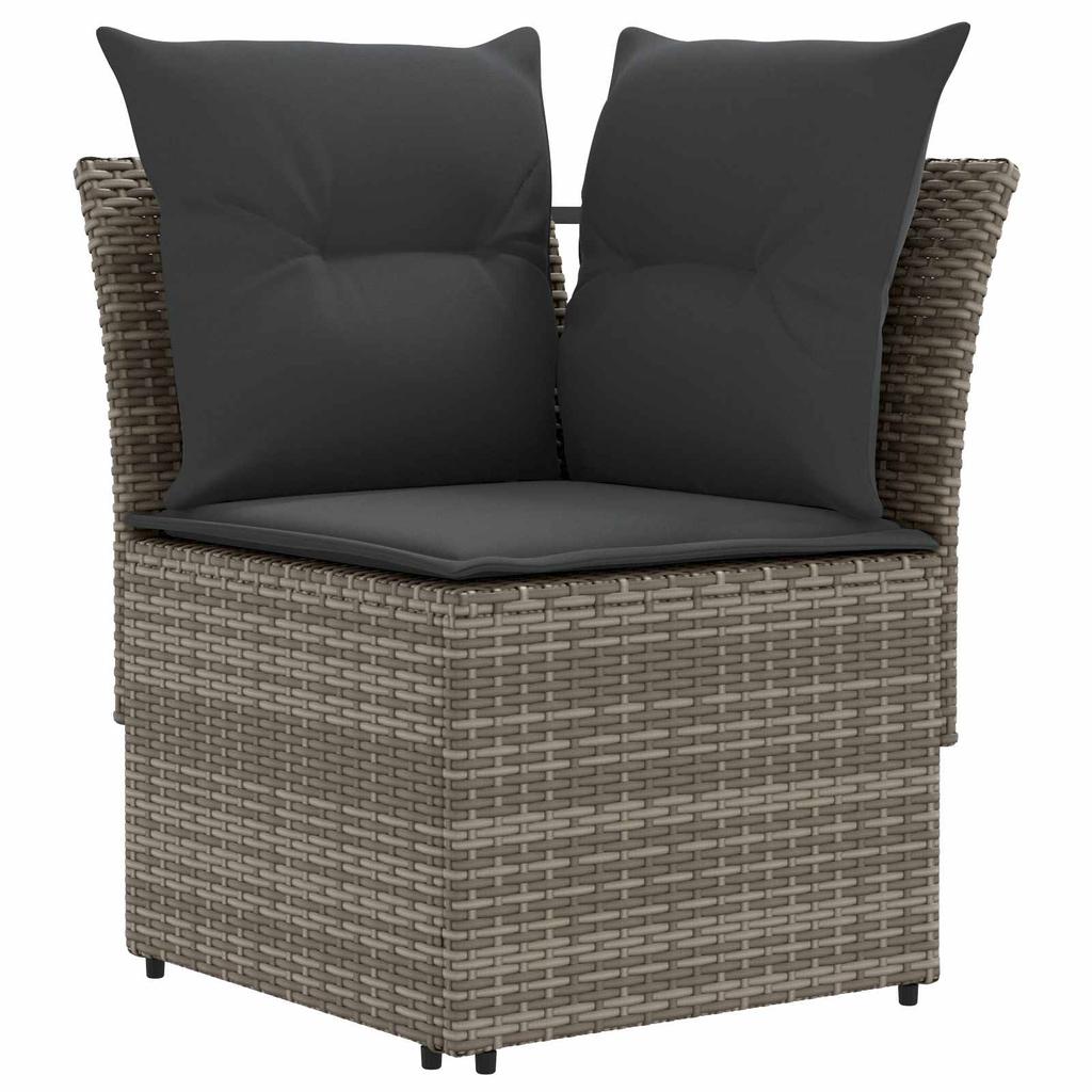 4 Piece Grey and Dark Grey PE Rattan Furniture Set with Cushions