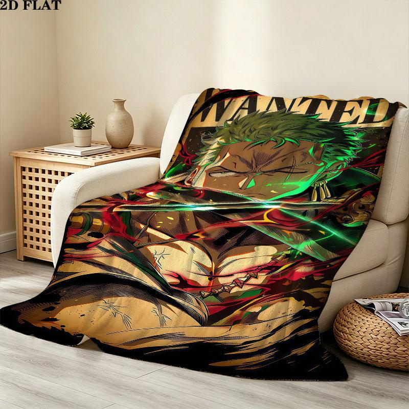 1PC Roronoa Zoro One Piece Patterned Flannel Blanket Suitable For All Seasons For Home Decor Warmth And Comfort Gifts Holiday Present