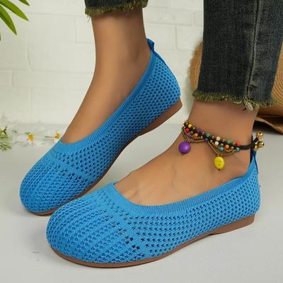 Туфли на плоской подошве 2024 года, новые весенние, летние и осенние, повседневные, трикотажные, дышащие, с неглубоким носком, модные туфли на плоской подошве для женщин, Zapatos