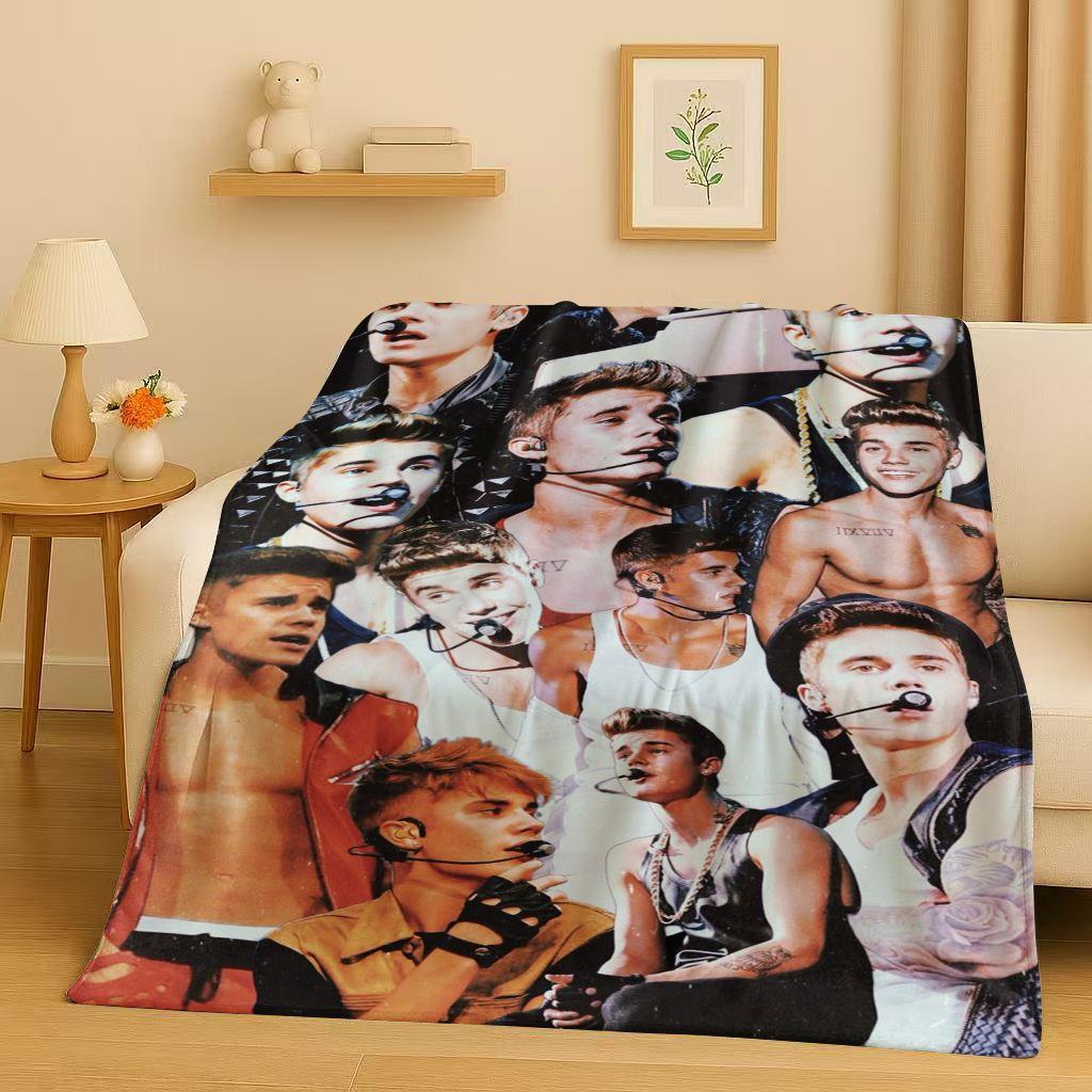 New Fashion B-Bieber Singer Star Flannel Blanket,Ultra Soft Warm Plush Throw for Home Bedroom Bed Sofa Cover Office Travel Gift