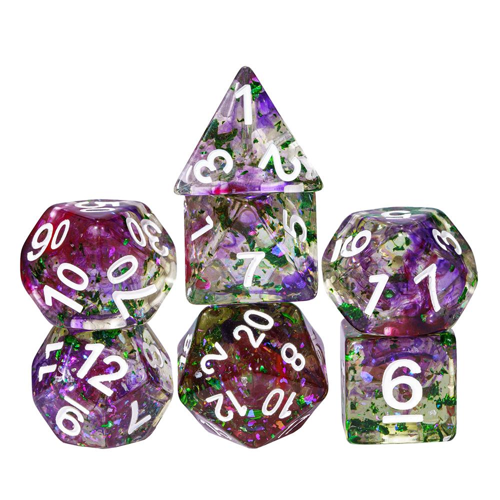Набор кубиков Cusdie с золотой фольгой для DND 7 шт. Кубики D&D D4 D6 D8 D10 D% D12 D20 Многогранные игровые кубики для ролевых настольных игр