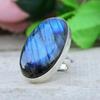 Natural Labradorite Ring, 925 Sterling Silver, Blue Flashy Ring, Oval Ring, Handmade Ring, Designer Ring, Statement Ring