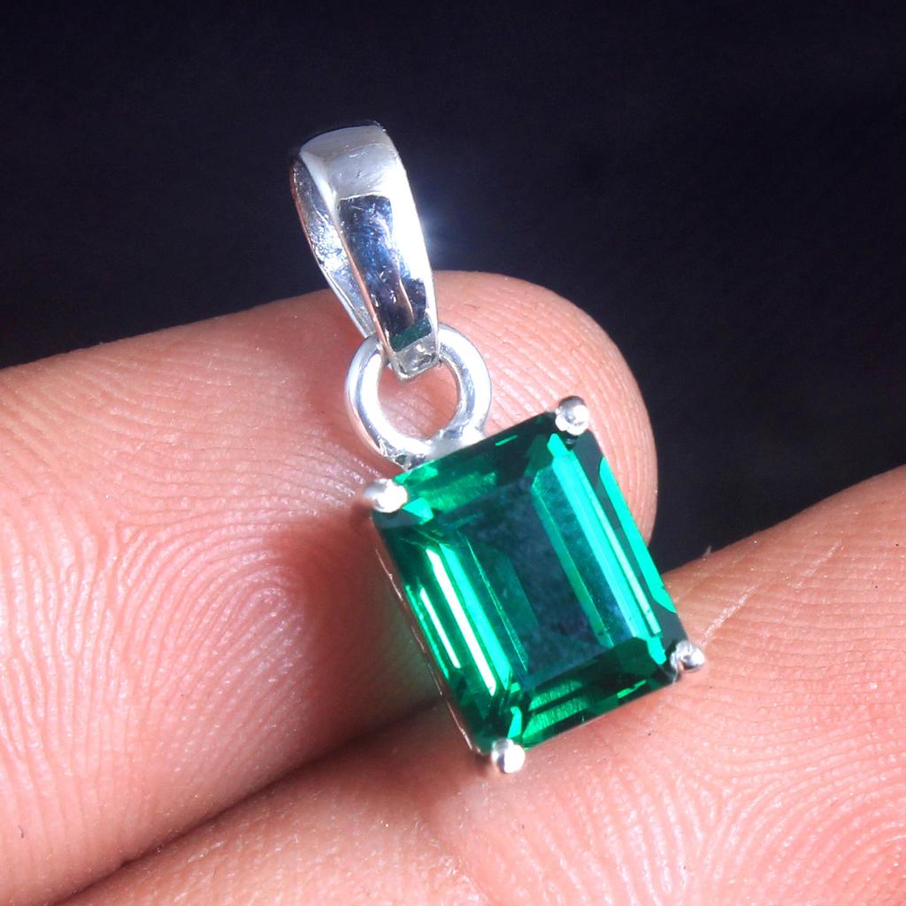 Blue Topaz Emerald Amethyst Black Onyx Pendant 925 Sterling Silver Fine Jewelry Women Pendant