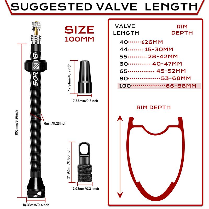 BUCKLOS Tubeless Valves MTB Road Bike Presta Nipple 40/44/55/60/65/80/100MM Bicycle Tubeless Tire Valve Removable Core Bike Part