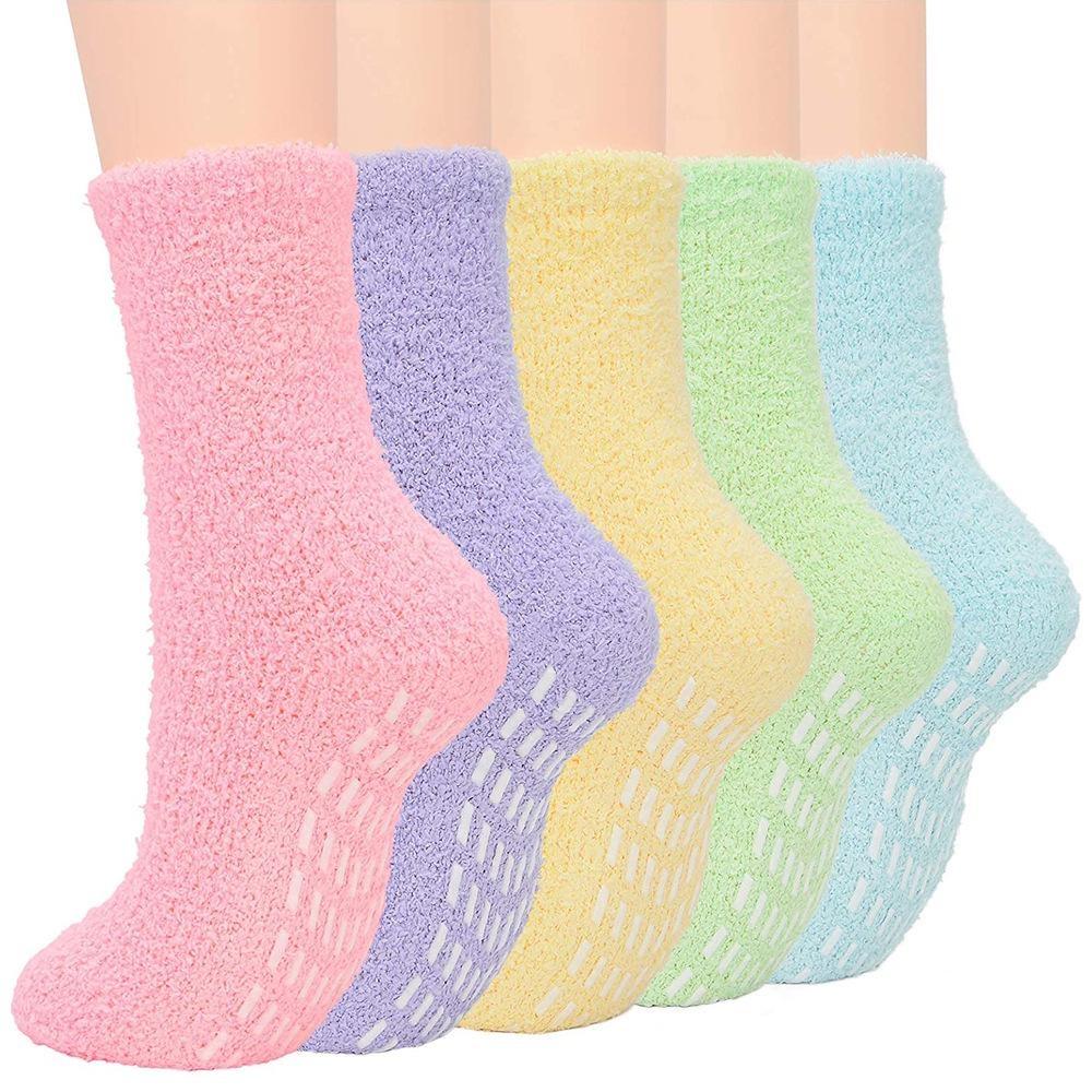 5 Pairs of Coral Velvet Soft Warm Socks for Winter Anti-skid Socks