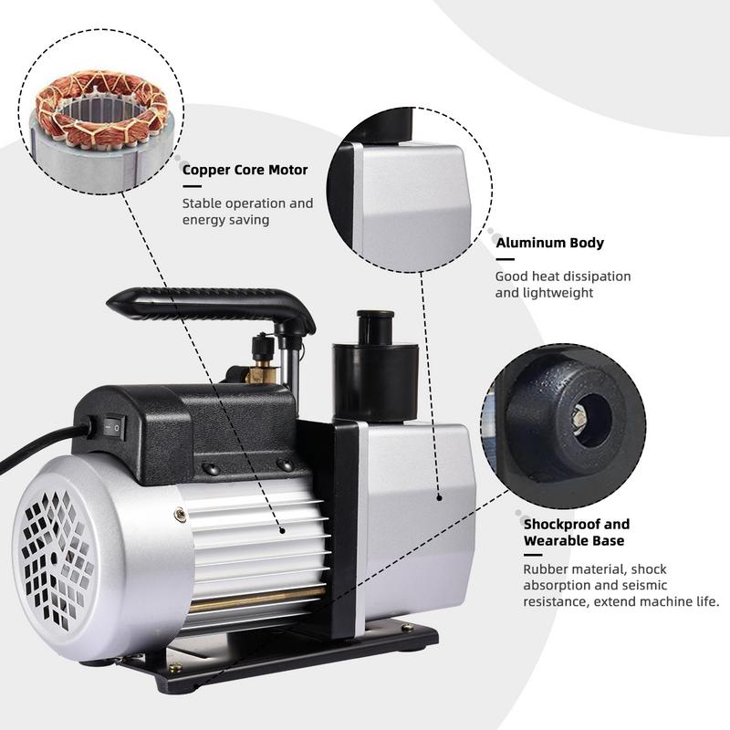 Черный вакуумный насос 5CFM, бумажная коробка, двухступенчатый роторно-пластинчатый вакуумный насос с высокой эффективностью и низким уровнем шума