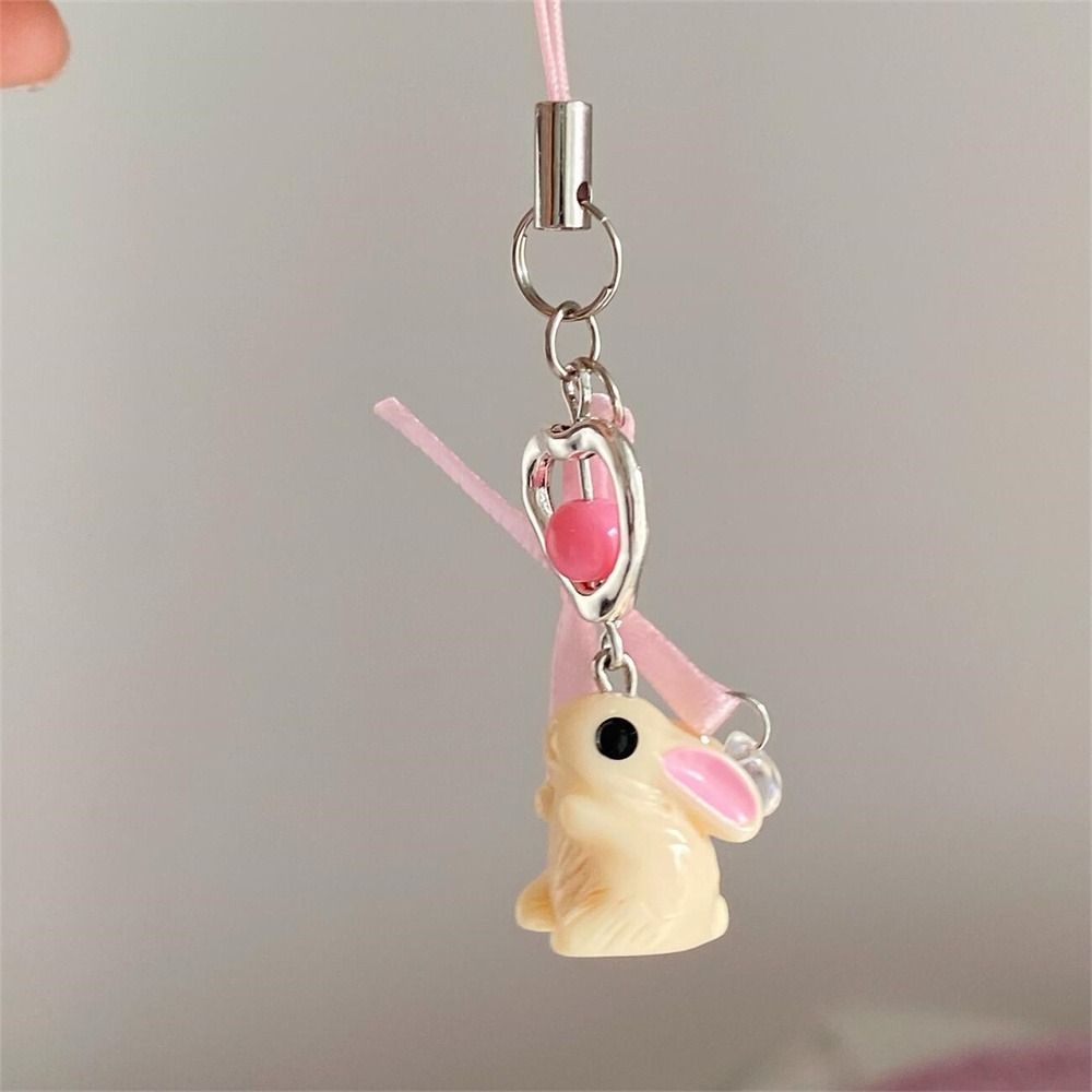 Pendant Rabbit Keychain Flower Bowknot Phone Strap Lanyard Fashion Cellphone Strap  Sweet Girls