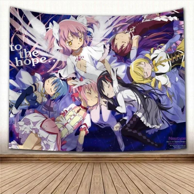 Puella Magi Madoka Magica Кавайное Аниме Гобелен Психоделический Декоративный Ковер Настенная Ткань Для Гостиной Спальни Аксессуары