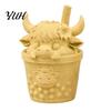 Healing Animal Statue Set 2Pcs Cute Highland Cow Figurine, 3D Printed Bubble Tea Statues, Creative Resin Like Model Summer Farmhouse Style Desktop