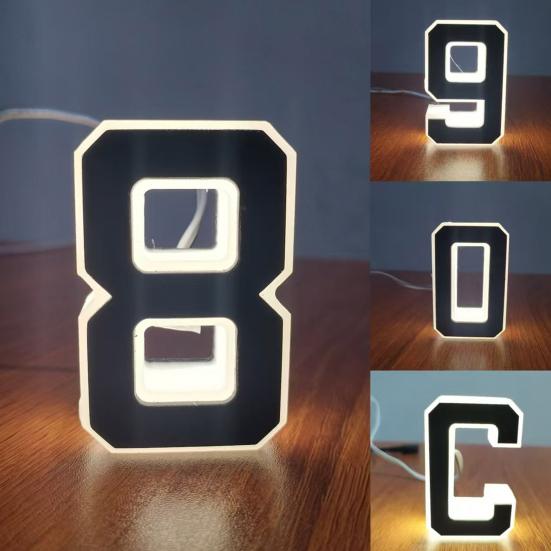 Solar Lighted House Number Outside Light-up LED Address Number Waterproof Modern House Number Light Address Sign for Outdoor Front Door