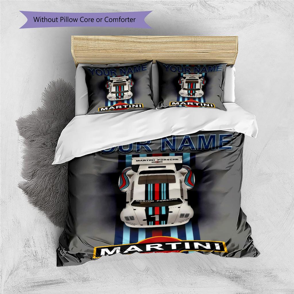 Custom Name Martini Racing Bedding,Quilt Set Quilt Cover Pillowcase Home Birthday Gift(1 * duvet cover + 2 * pillowcase, without core) -HE77