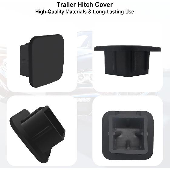 2 Inch Trailer Hitch Cover Black Rubber Tow Receiver Tube Plug Cap Fits For Any 2" X 2" Square Receiver Tube Fits For Class 3 4 5 To-Yota F-Ord G-MC