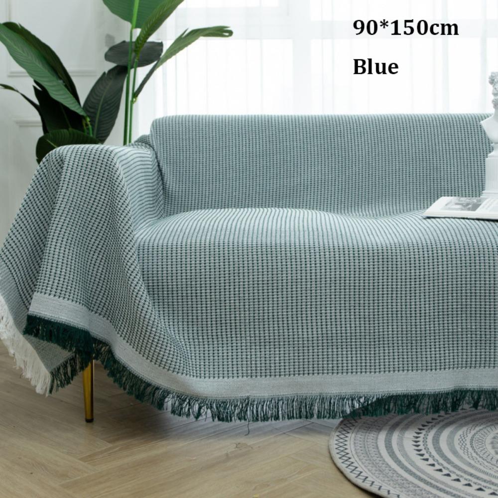 New Nordic Knitted White Sofa Towel Anti-slip with Tassels Throw Blankets Multi-purpose Luxury Bed Sofa Couch
