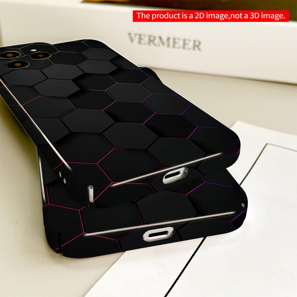 2DFlat Neon Hexagon Geometric Phone Case All inclusive film hard phone case, compatible with iPhone 18 Pro Max 17 16 15 14 13 12 11