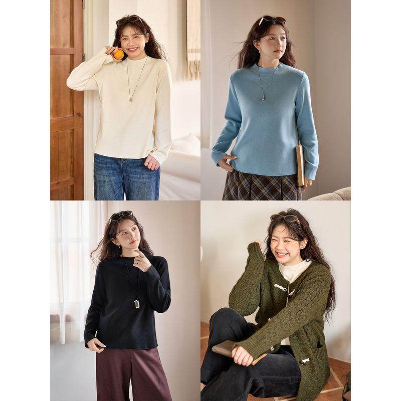 Xiaoli Plus Size Women's Clothing Soft Base Layer! Temperature-Locking, Non-Bulky Autumn and Winter Half-Turtleneck Basic Knit Top for Women