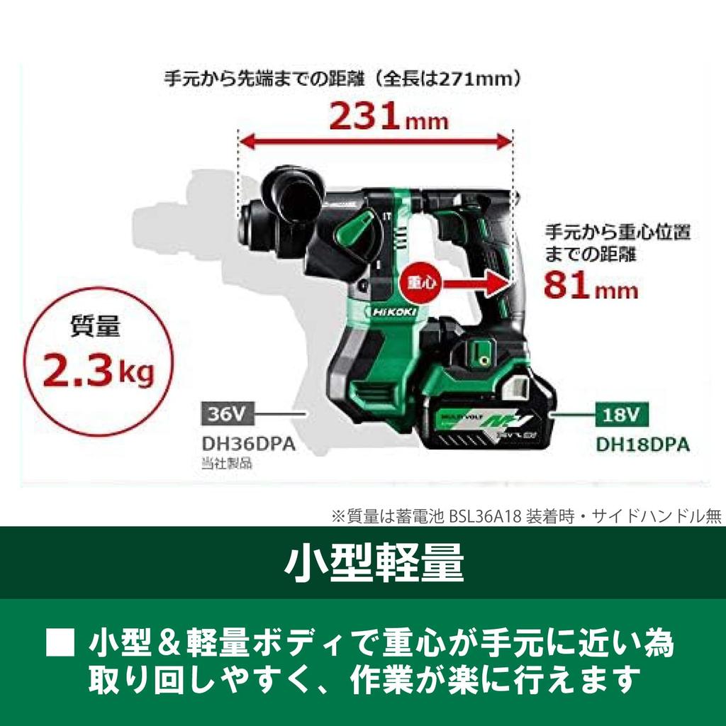 Зарядное устройство для перфоратора HiKOKI 18 В, продается в кейсе с одной рукой SDS Plus, максимальный диаметр сверления по бетону 18 мм DH18DPA, отдельно, в комплекте, тип, хвостовик,