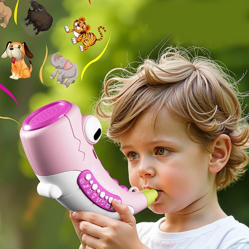 Colorful Dinosaur Horn Blowing Toy For Children Oral Muscle Development Interactive Music Trumpet for Early Education