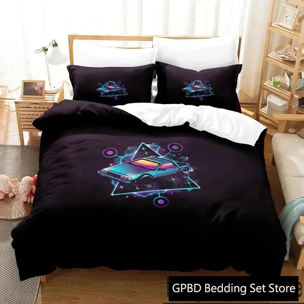 3D-принт «Назад в будущее» Комплект постельного белья Двуспальная кровать Твин King Пододеяльник Одеяло Наволочка Для мальчиков Девочек Взрослых Спальня