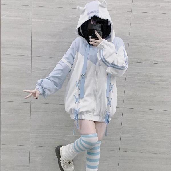 Y2K толстовки женские Harajuku Kawaii одежда большой размер толстовка симпатичная женская новая японская повседневная мода готическая куртка пальто