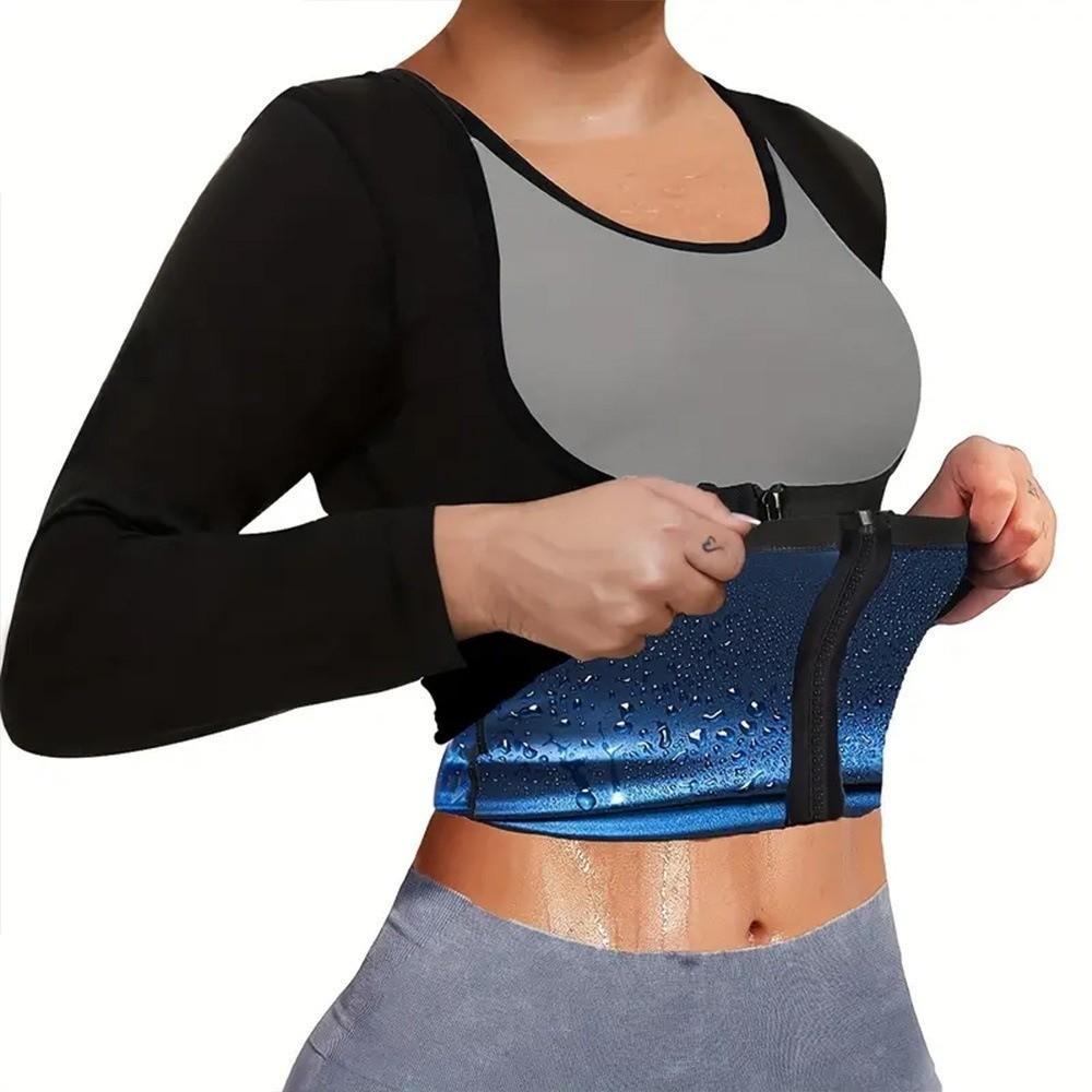 Long Sleeve Sauna Suit Shirt Hot Polymer Shapewear Tank Top Slimming Waist Trainer Vest Workout
