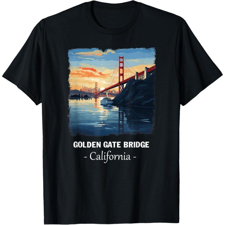 Unisex T-shirt Amazing Golden Gate Bridge In Sunset Background T-Shirt