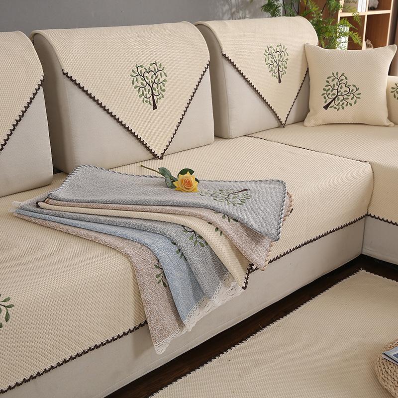 Four Seasons нескользящая вышитая диванная подушка из хлопчатобумажной ткани для гостиной, универсальная льняная утолщенная современная простая однотонная диванная подушка