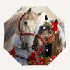 Horse Winter Theme 8 Bone Hand Automatic Folding Umbrella, Compact and Portable Design, A Perfect Gift for Birthday, Christmas or Business U