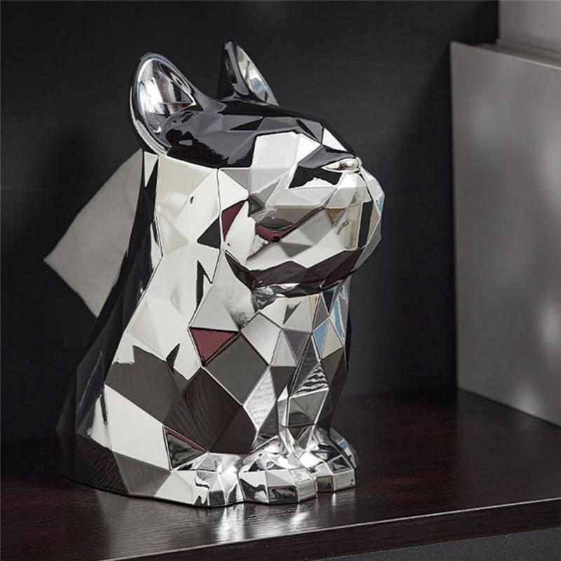AEE2-Tissue Box Cover French Bulldog Shaped Facial Tissue Dispenser Paper Cover For Bathroom Living Room