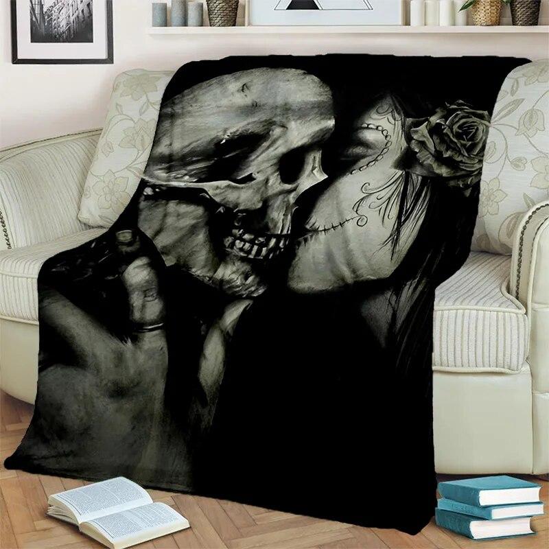 Horror Female Skull Dead Girl Gothic Blanket,Soft Throw Blanket for Home Bedroom Bed Sofa Picnic Travel Office Cover Blanket Kid