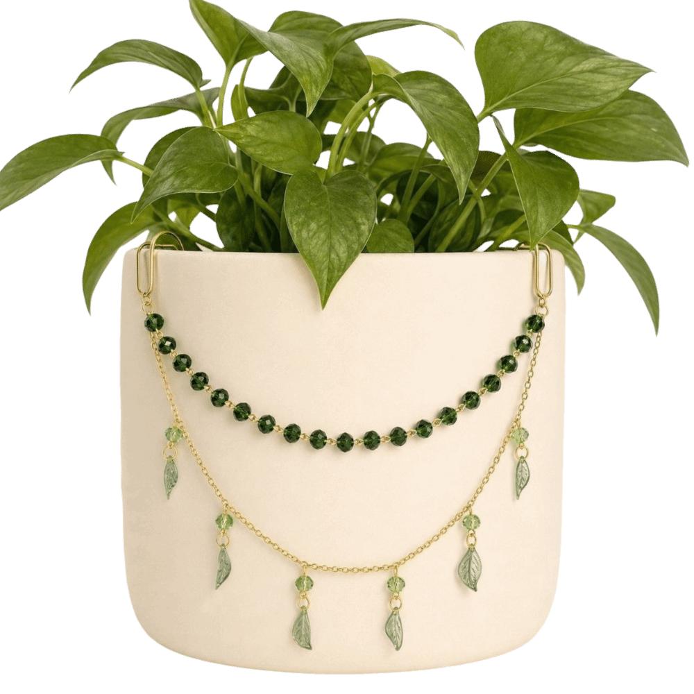AB Iridescent Rhinestone Bohemian Golden Chain Reflective Plant Pot Decoration Garden