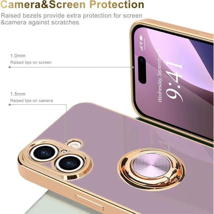 Protective Case - BOOLING - for iPhone 16 - Shockproof Silicone - Purple - Support Ring