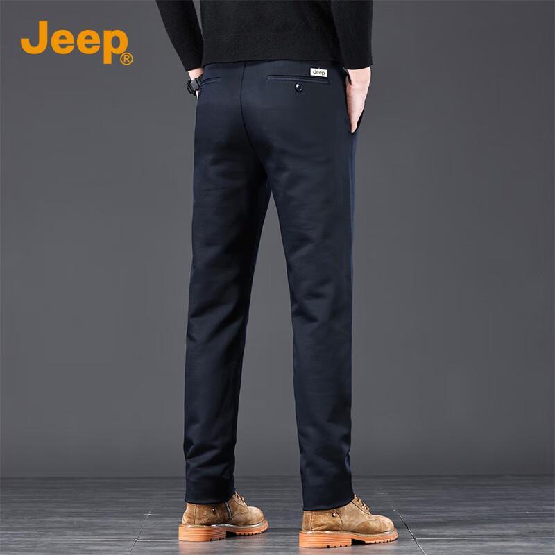 JEEP Men's Lyocell Blend Straight-Fit Casual Trousers