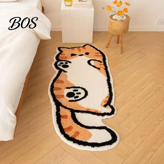 Pet-friendly Floor Mat Cute Cat Bath Rug, Irregular Animal Shaped Mat, Soft Absorbent Decorative Rug Non Slip Area Carpet for Tub, Shower, Bedroom,