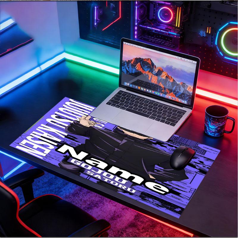 Custom Name Personalized Jujutsu Kaisen Pattern Mousepad, Laptop PC Desk Mat, Decorative Desk Mat for Home Keyboard Pad Gift