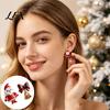 Oil Dripping Jewelry 1 Pair Christmas Earrings for Women, Santa Claus Jingle Bell Bow Asymmetrical Holiday Stud Earrings, Accessories Xmas Party,
