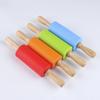 Non-Stick Silicone Rolling Pin Wood Handle Non-stick Dough Pasta Cookie DIY Dough Rolling Pin Kitchen Cooking Baking Tools