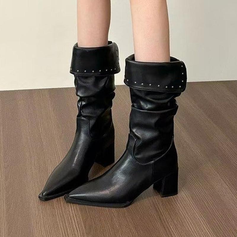 Fashion Pointed Toe Women Leather Snow Ankle Boots Dress Fashion Cozy Warm Chelsea Boots Women 2025 Trend New Winter Sexy Botas Mujer