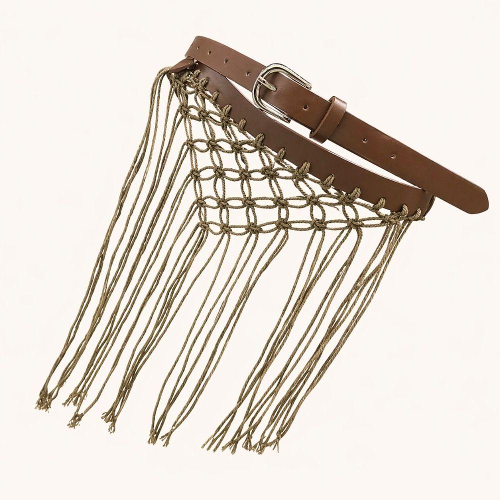 Retro Bohemian Style Belts Boho Woven Tassel Waistband Fashion Tassel Weave Belts Dress Decoration