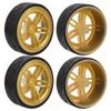 110 Racing RC Car Wheel Plastic Wheel Hub with Grooved Rubber RC Car Spare AccessoryGold