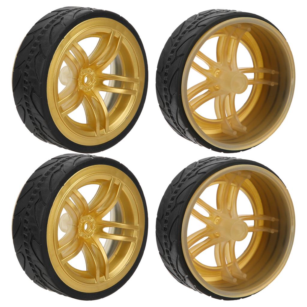 110 Racing RC Car Wheel Plastic Wheel Hub with Grooved Rubber RC Car Spare AccessoryGold