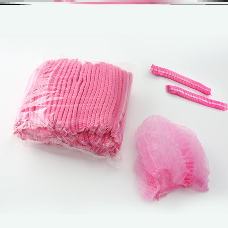 White Disposable Bouffant Cap - Non-Woven Hair Net Hat for Work or Bath, Black Thick Short Hair Coverage