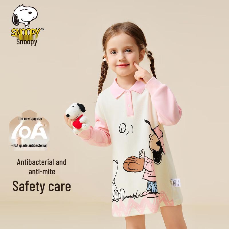 Snoopy Girls' Long Sleeve Polo Dress
