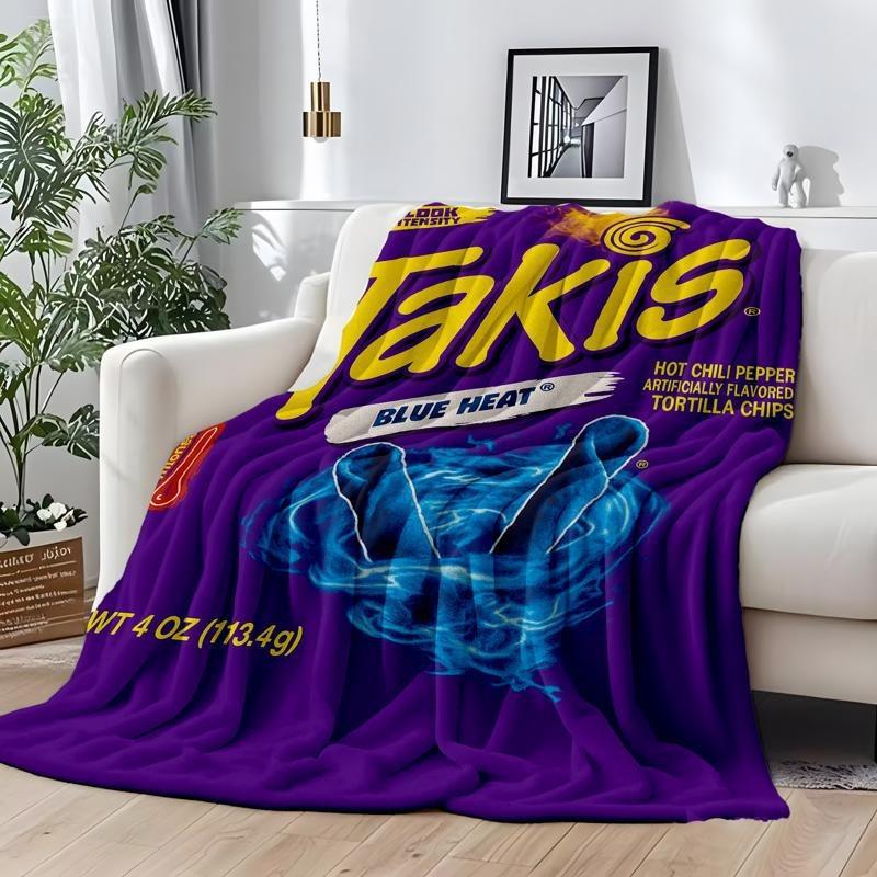 Плед Takis Blue Heat с тематикой чипсов Тортилья Уютный Мягкий Флисовый Плед для Гостиной Дивана Кровати Дома и Повседневного Отдыха
