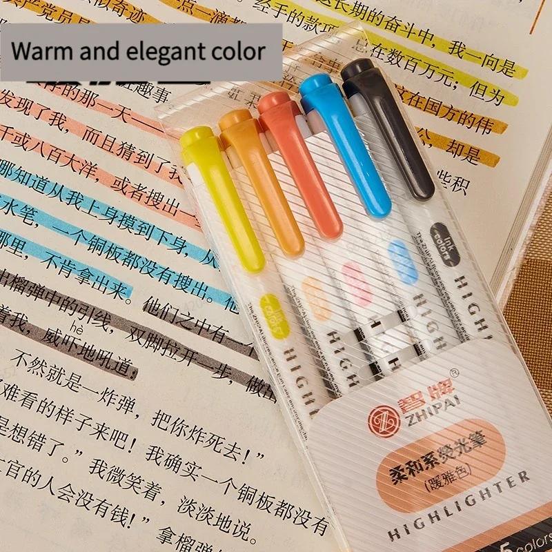 5 Цветов/Коробка Двусторонние Маркеры-Хайлайтеры Коллекция Флуоресцентные Рисовальные Маркеры Ручки-Хайлайтеры Арт Японские Очаровательные Пастельные Канцелярские Товары