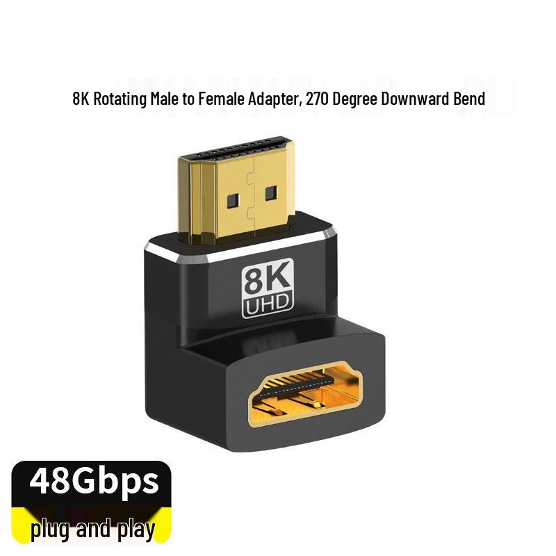 8K HDMI Адаптер 90° Штекер-Розетка для Телевизоров и Компьютеров