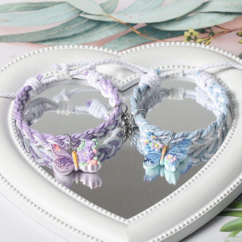 Оригинальный плетеный красочный браслет на магнитной застежке для трех человек «Милые подружки», красивый, регулируемый, парный, на присоске, ремешок для ношения